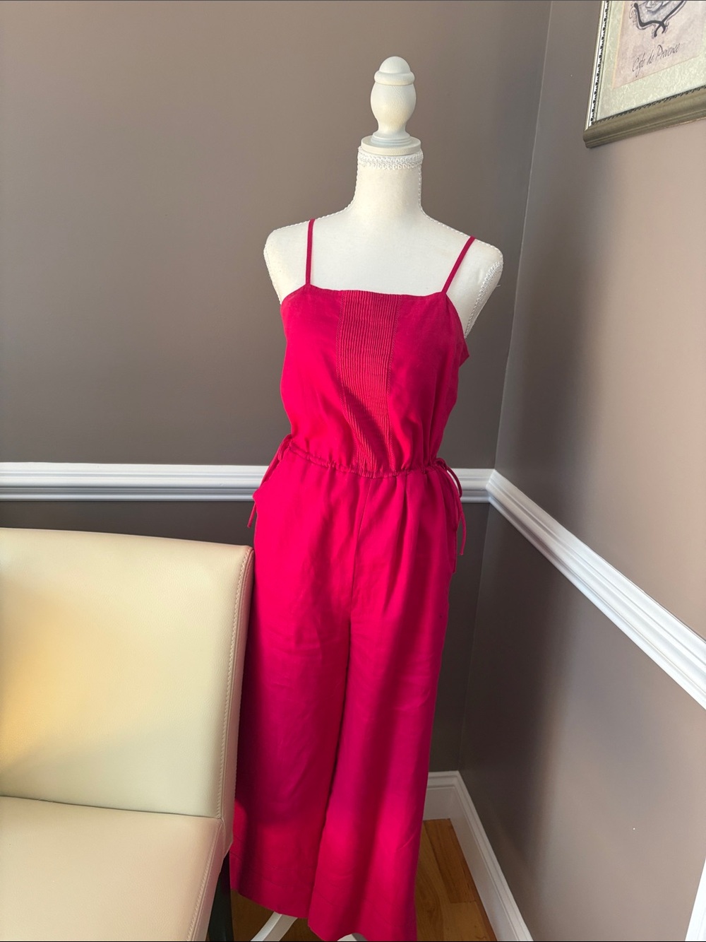 Magaschoni Hot Pink Spaghetti-Strap Wide-Leg Jumpsuit